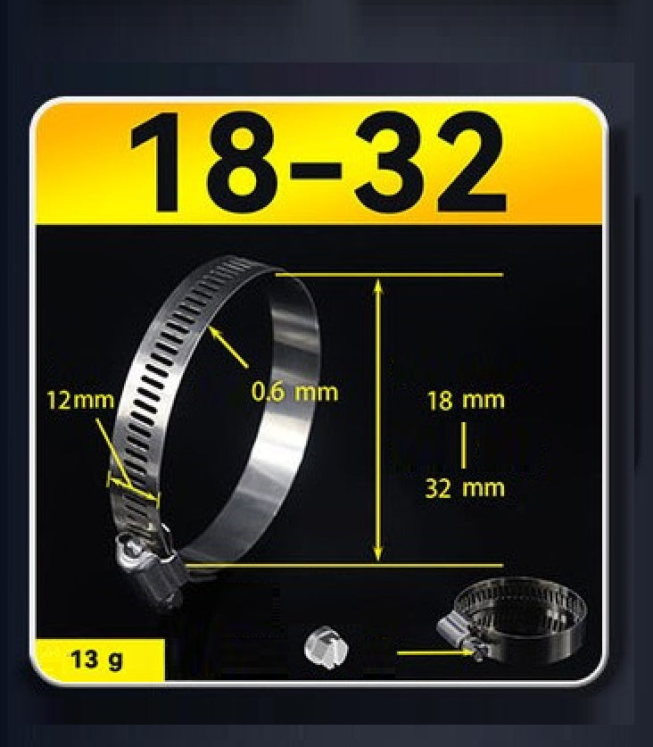 Heavy-duty 18 - 32mm / 21 - 44mm /  78 - 101mm Stainless Steel Hose Clamp