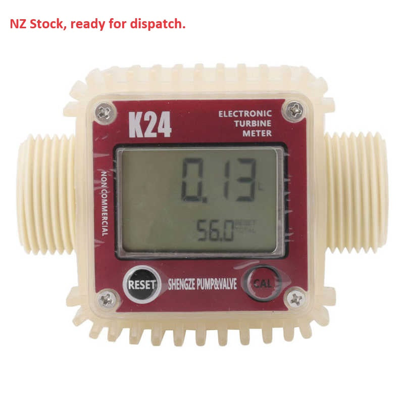 1" BSP Genuine K24 Flow meter with battery for Water, Milk, Petrol, Diesel etc with 2 SS304 clamps