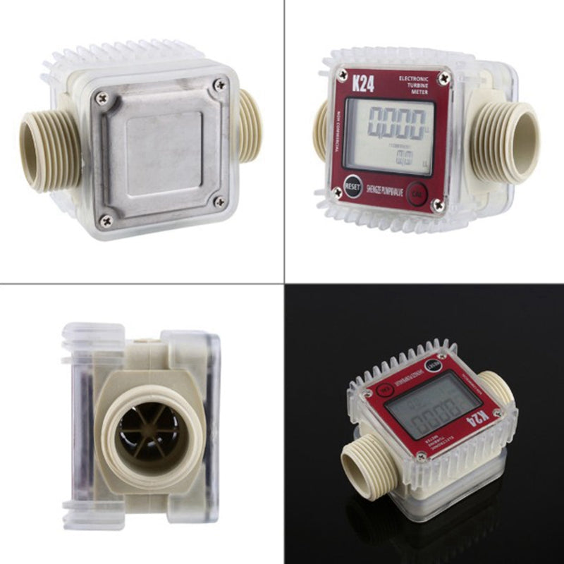1" BSP Genuine K24 Flow meter with battery for Water, Milk, Petrol, Diesel etc with 2 SS304 clamps