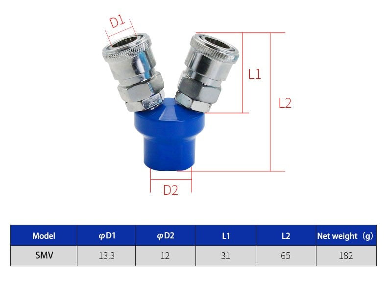 Nitto type ¼" Female 2-Way Splitter Quick Coupler Pneumatic Compressor Fittings