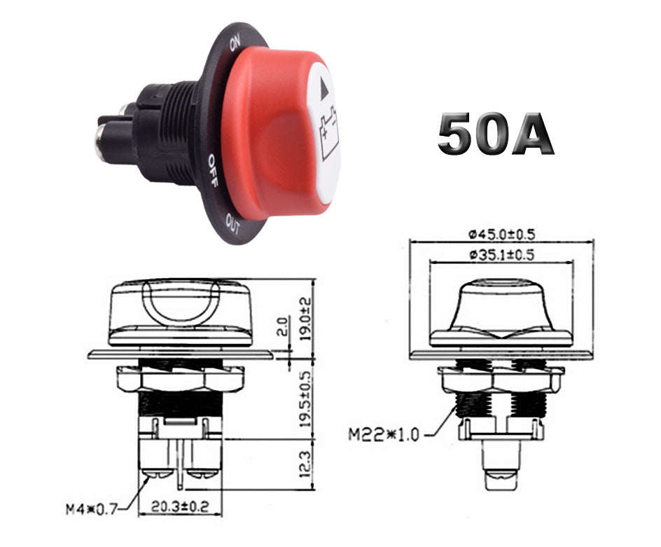 50A/100A Battery Isolator Switch 12V On/Off