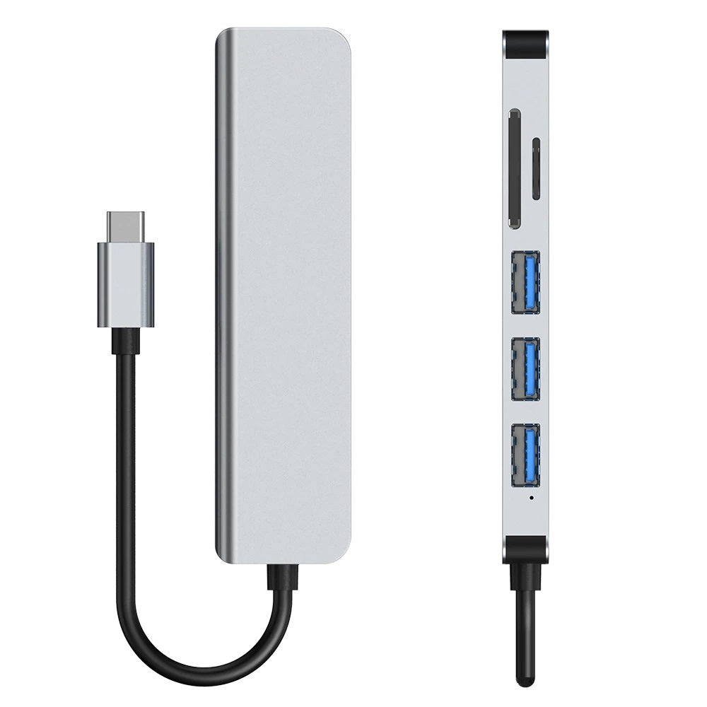6 In 1 Type C Adapter docking station Type C Hub to HDMI USB 3.0 TF SD PD