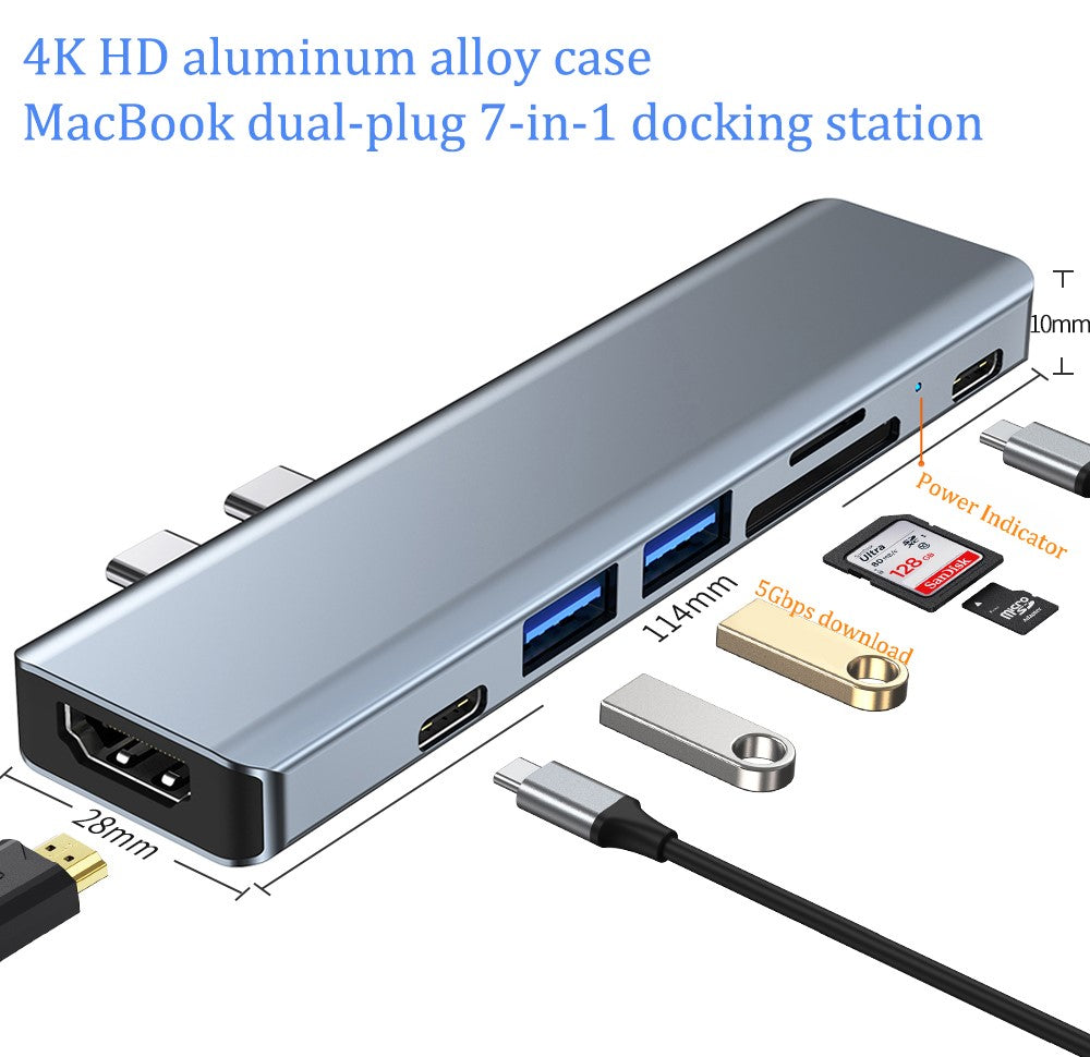 7 in 1 Docking station for MacBook Type-C To HDMI-compatible USB 3.0 Adapter