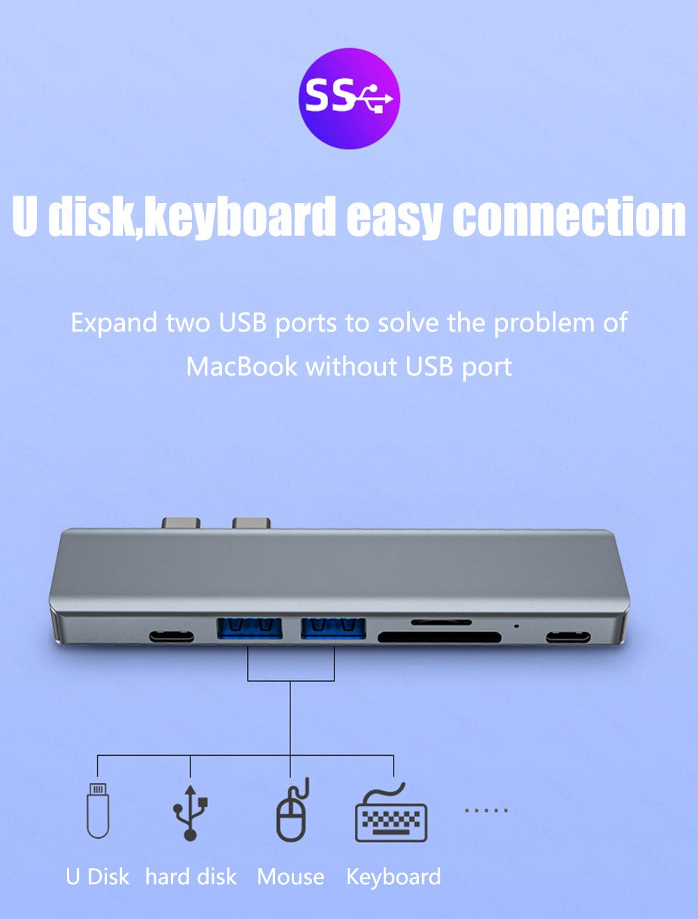 7 in 1 Docking station for MacBook Type-C To HDMI-compatible USB 3.0 Adapter