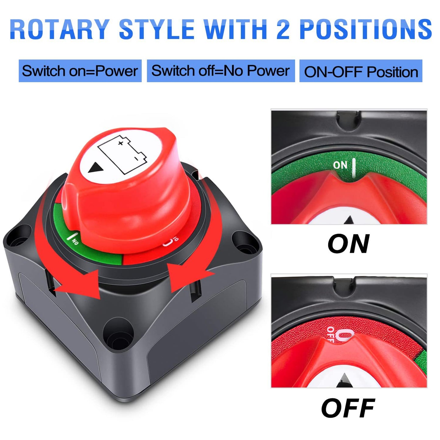Battery Isolator Switch 12V On/Off(Continuous Rated 275A @12VDc)