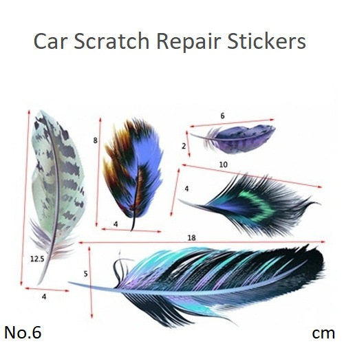 Car Scratch Repair Stickers 3D Feather Sticker Exterior Decorative Decal