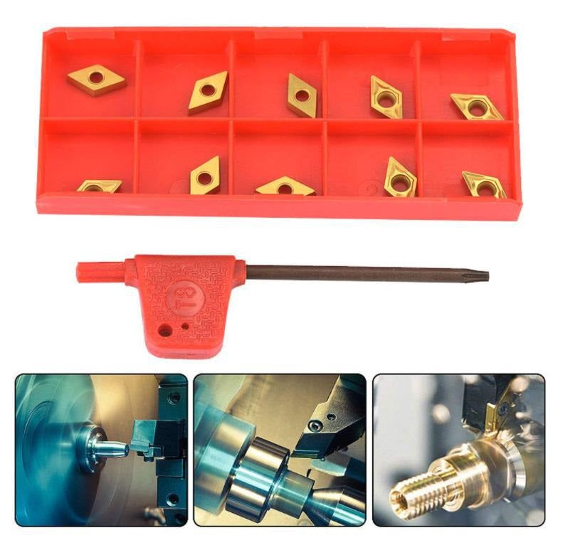 10PCS DCMT070204 US735 DCMT21.51 CNC Coated Carbide Insert Blade Lathe