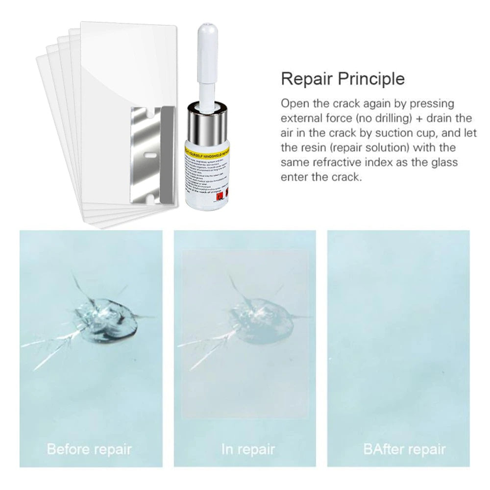 Car windshield crack repair resin kit