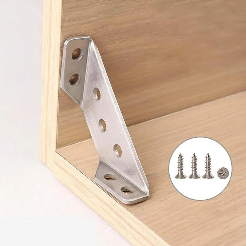 2 Sets Stainless Steel Corner Braces with 12 Screws