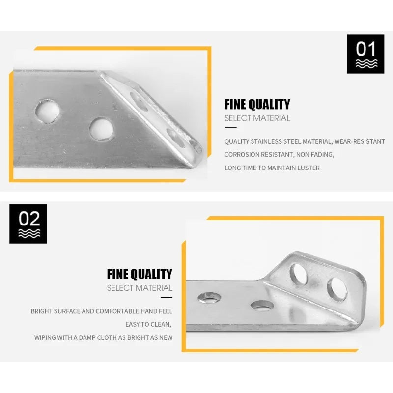 2 Sets Stainless Steel Corner Braces with 12 Screws