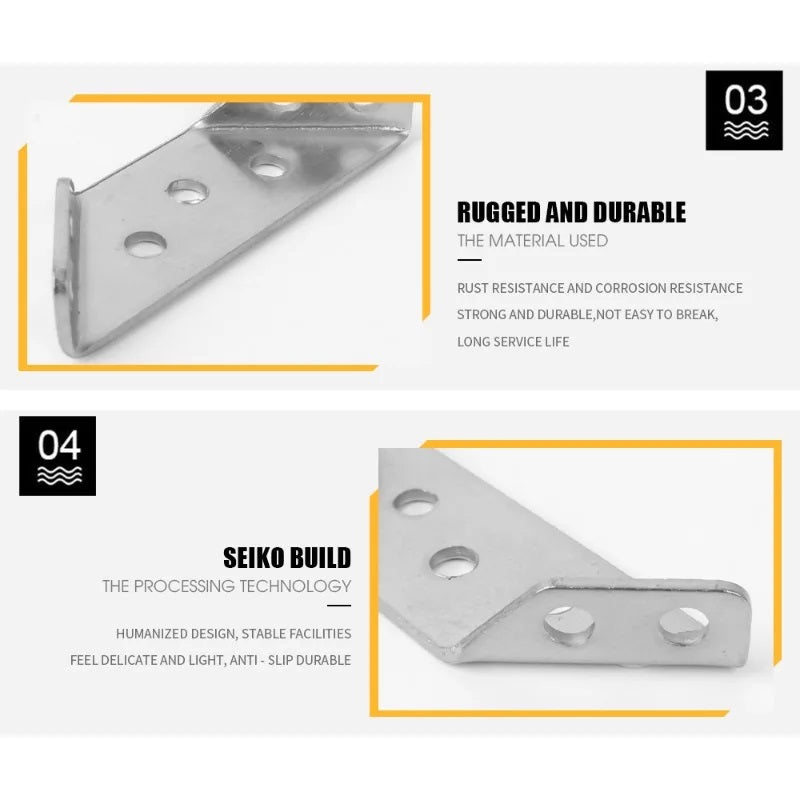 2 Sets Stainless Steel Corner Braces with 12 Screws