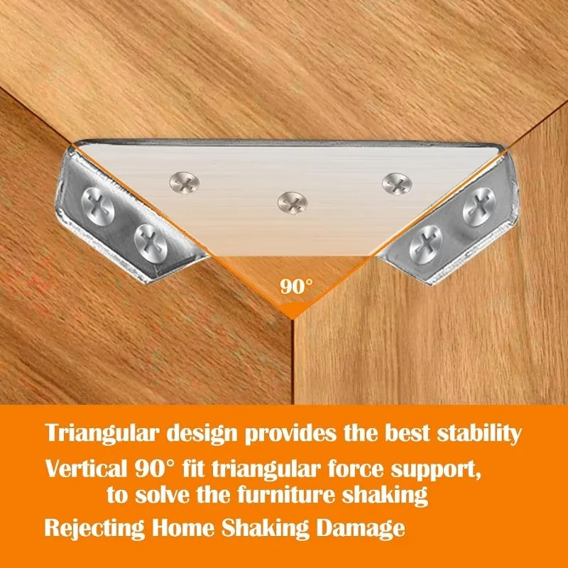 2 Sets Stainless Steel Corner Braces with 12 Screws
