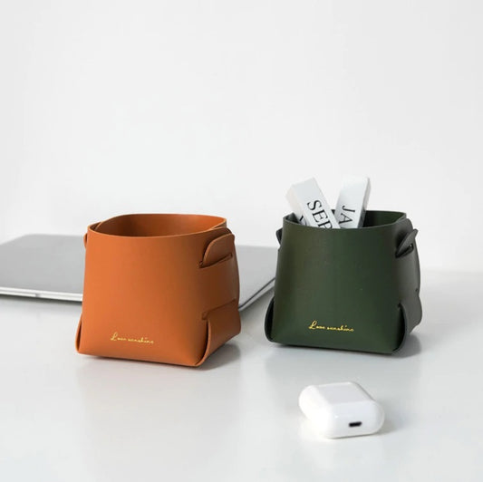 Desktop leather storage