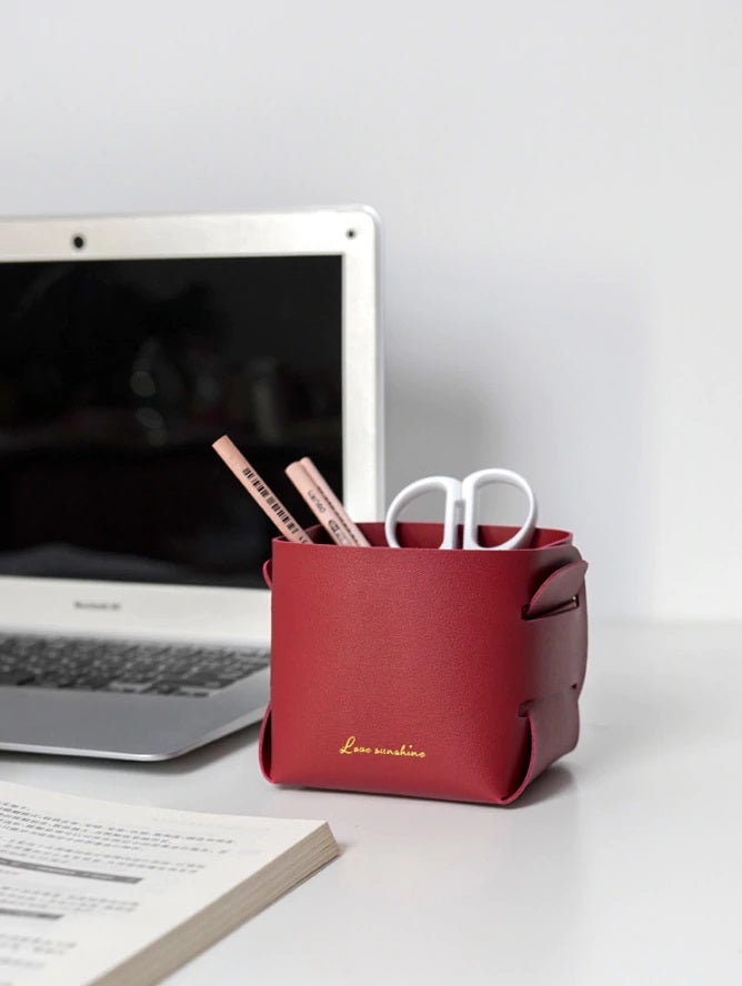 Desktop leather storage