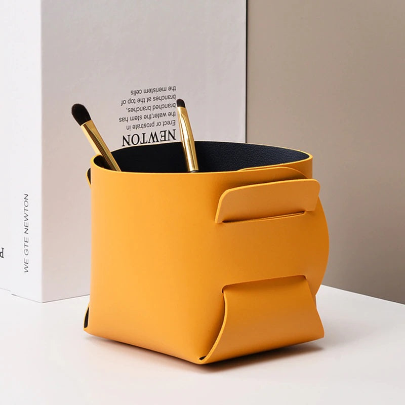 Desktop leather storage