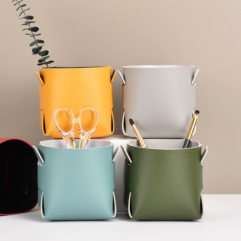 Desktop leather storage
