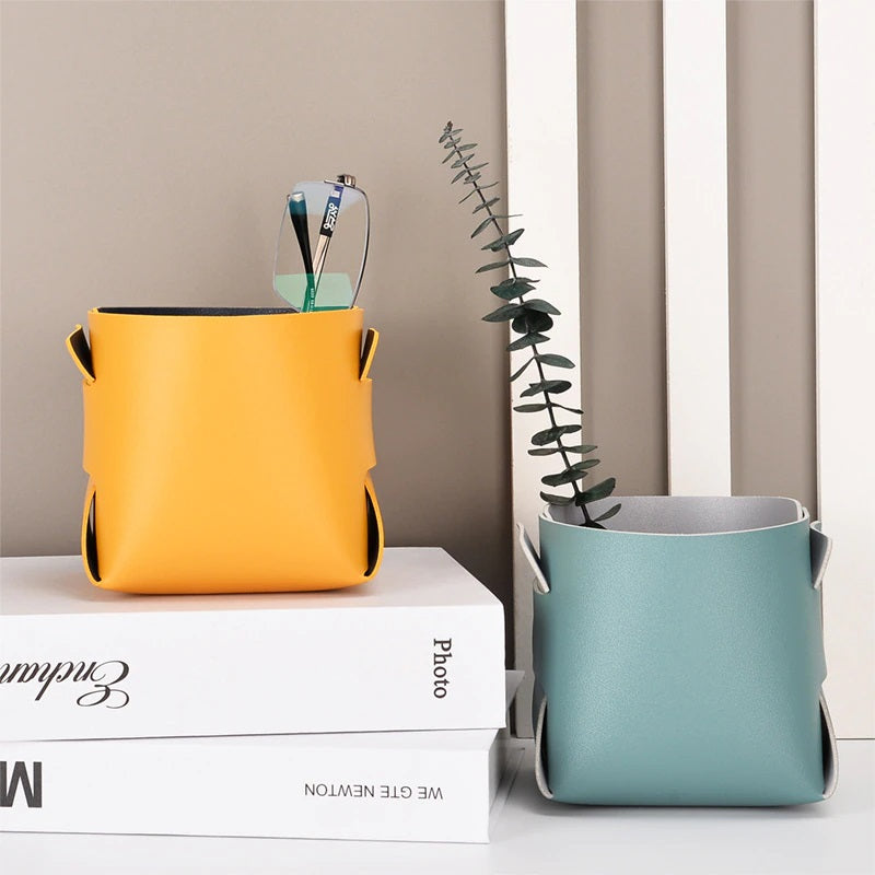 Desktop leather storage