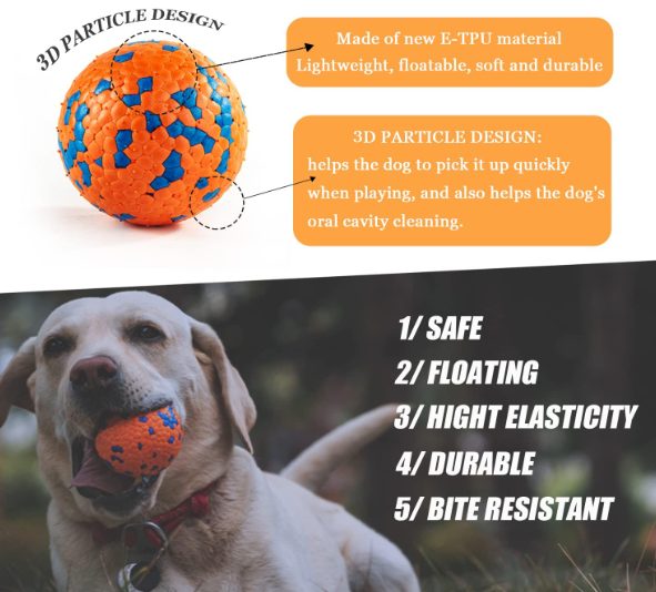 Food Grade Durable Dog Ball Toys - Elastic E-TPU Chew Toy - Orange only