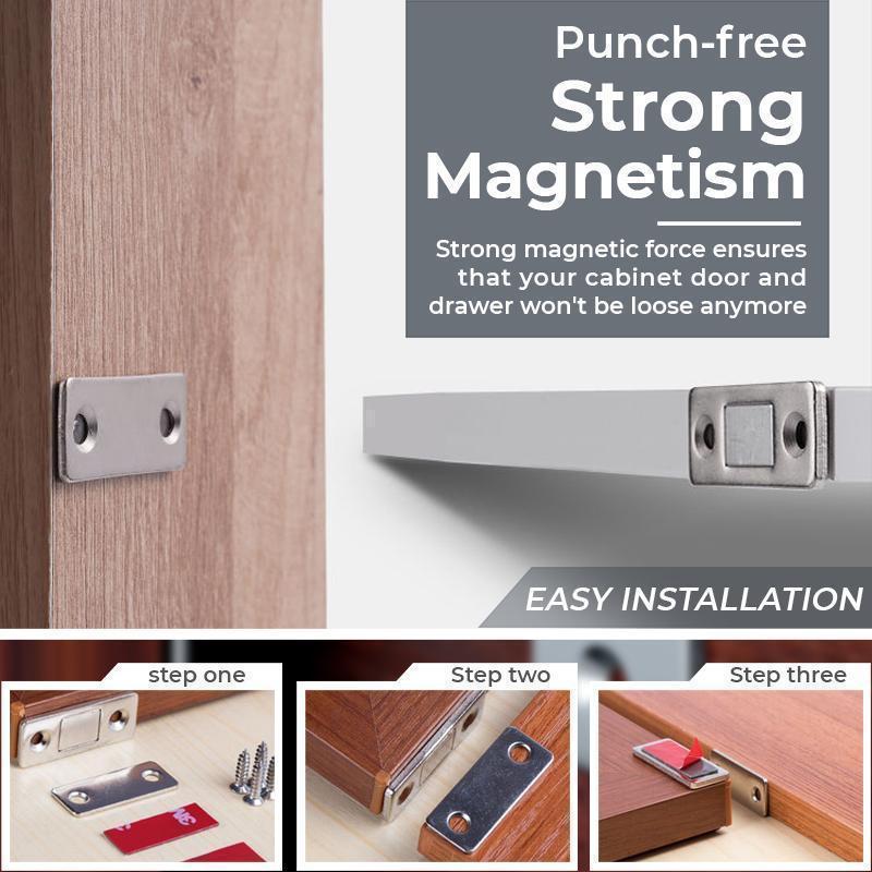 Punch-free Magnetic Door Closer Door Catch for Furniture Cabinet Cupboard with Screws