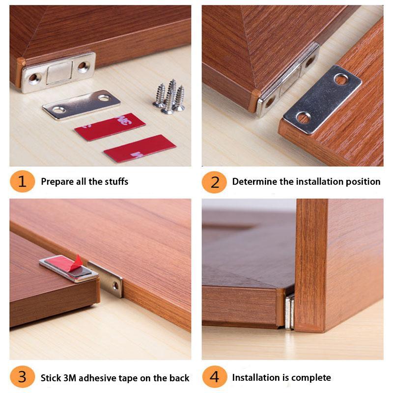 Punch-free Magnetic Door Closer Door Catch for Furniture Cabinet Cupboard with Screws