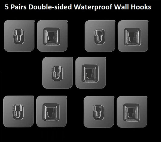 5 Pairs Double-sided Waterproof Wall Hooks