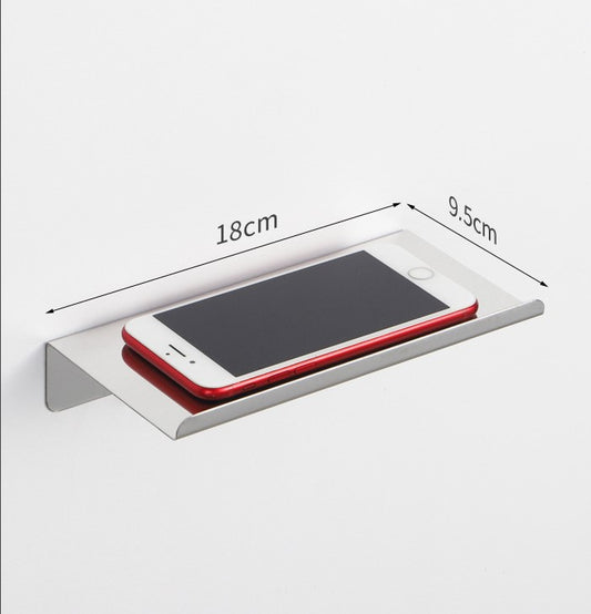 Drill-free wall mount storage shelf phone rack holder for Bathroom and Kitchen