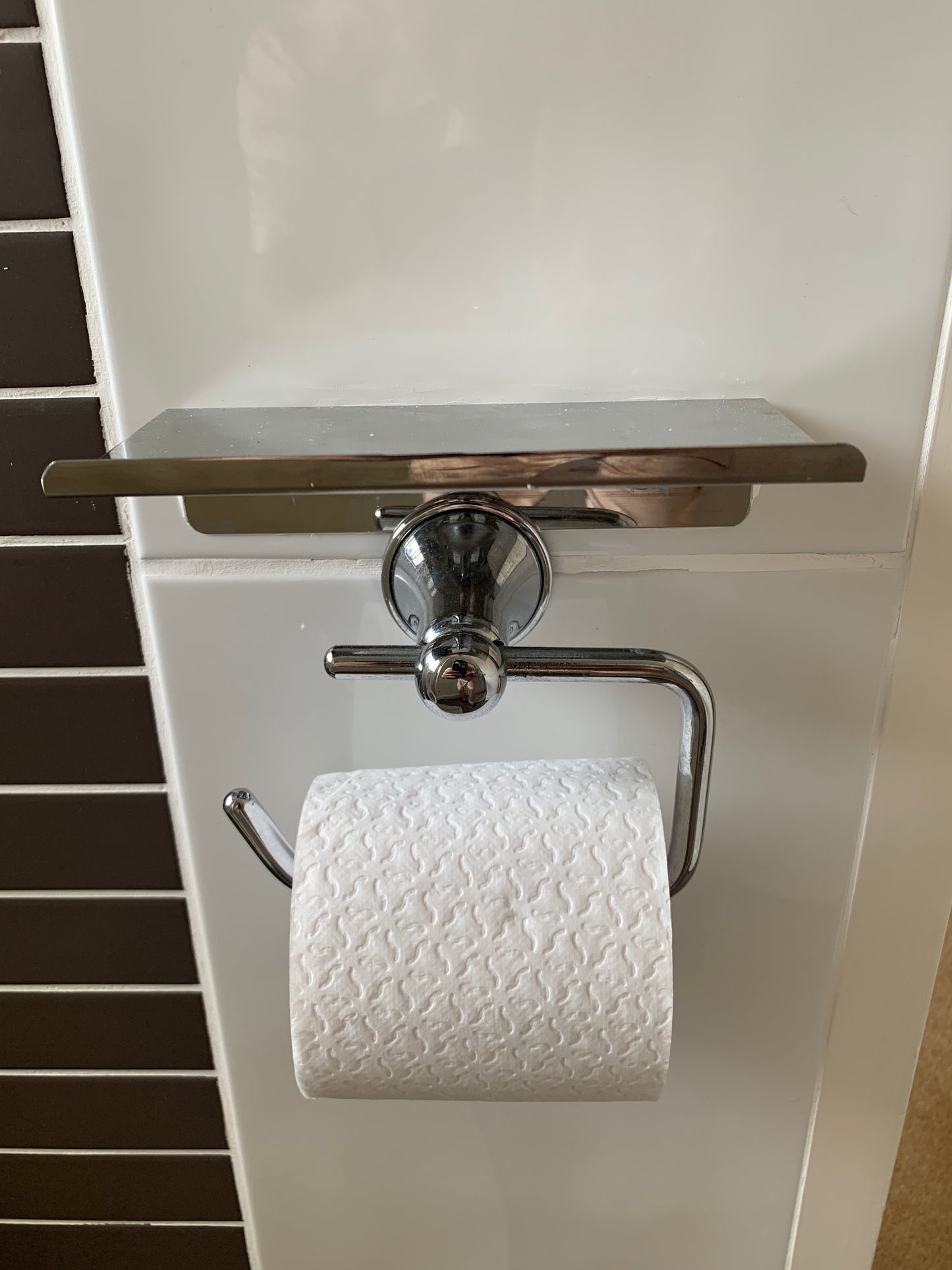Drill-free wall mount storage shelf phone rack holder for Bathroom and Kitchen