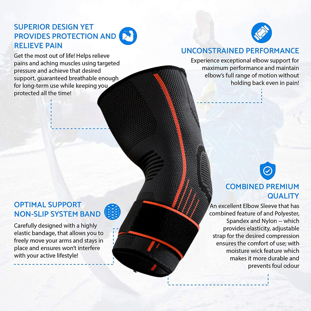 1pc Elastoplast Elbow Support with Adjustable Strip Brace Arm Comfort Support - Black