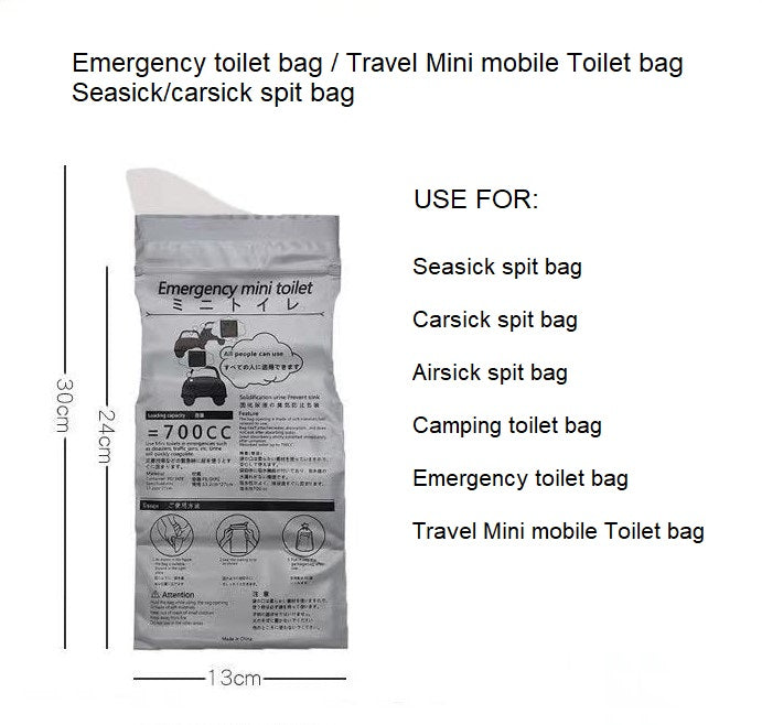 Emergency toilet bag/Travel Mini mobile Toilet bag For Baby/Women/Men seasick carsick spit bag