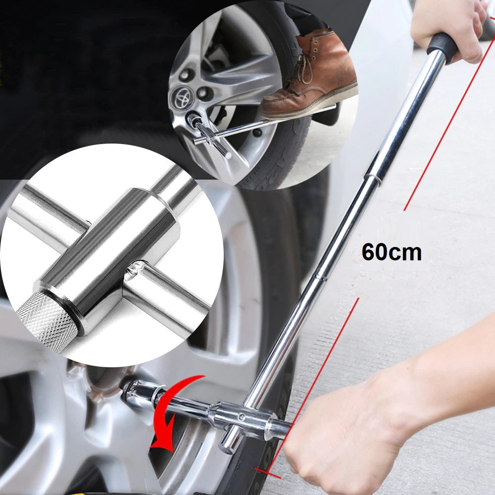 Extendable tyre wrench wheel nut wrench kit