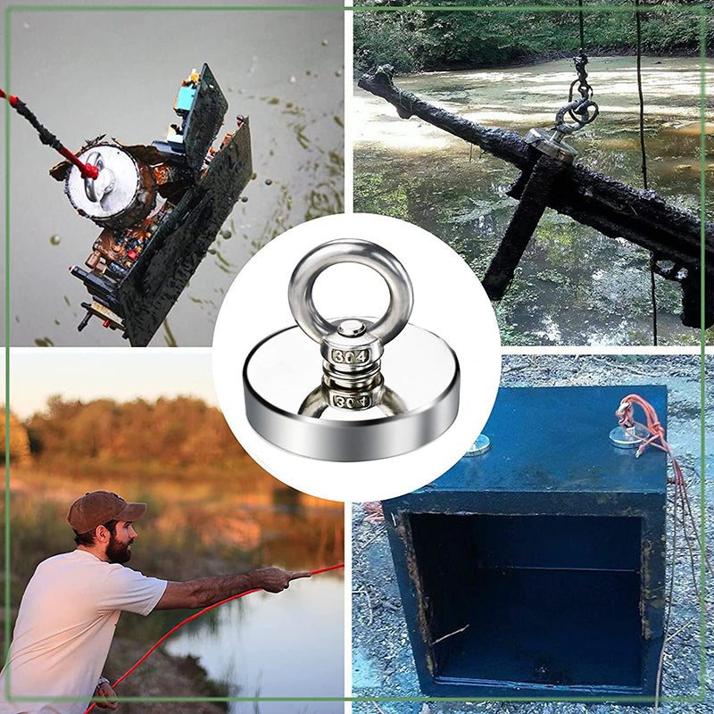 75mm Fishing Magnet with Ring - Maximum breakaway force 180kgs