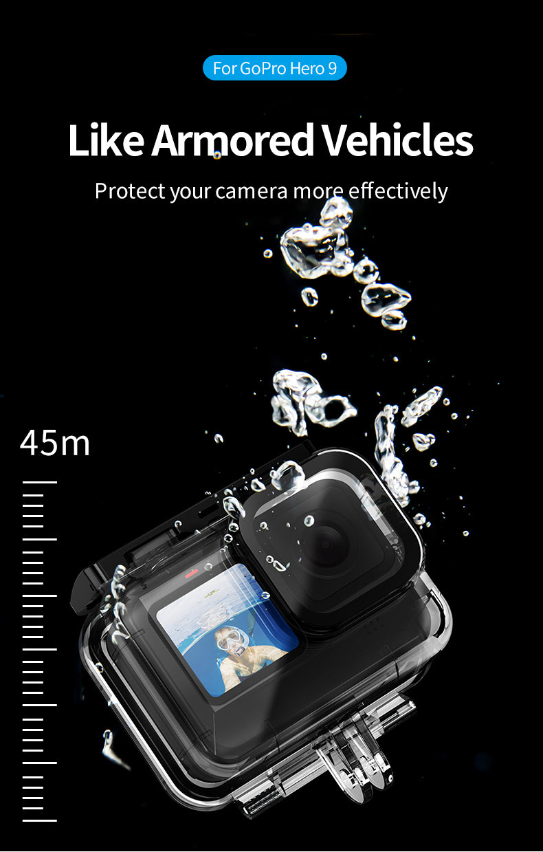 Telesin Brand GoPro 45m waterproof protective housing case for Hero 9/10/11/12/13 black
