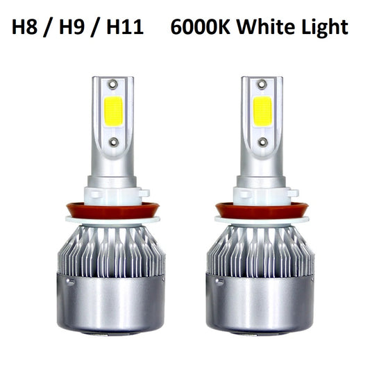 LED Headlight Bulb 6000K White H8/H9/H11 36W 3800LM With Cooling Fan