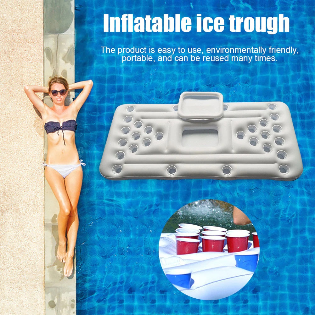 Inflatable pool table with 28 cup holder and ice trough