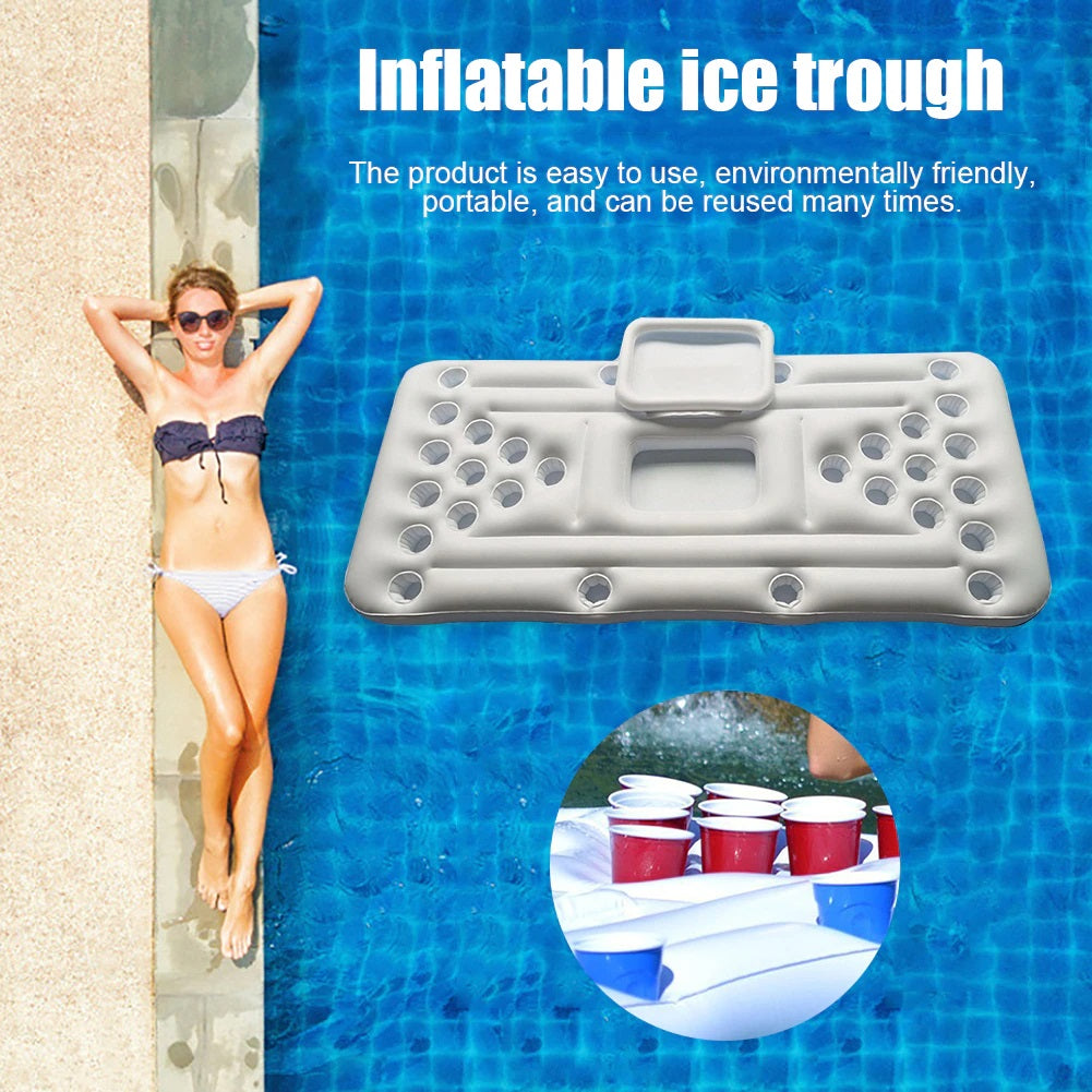 Inflatable pool table with 28 cup holder and ice trough