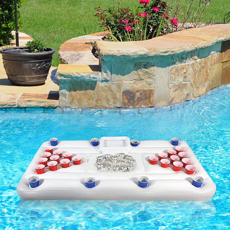 Inflatable pool table with 28 cup holder and ice trough