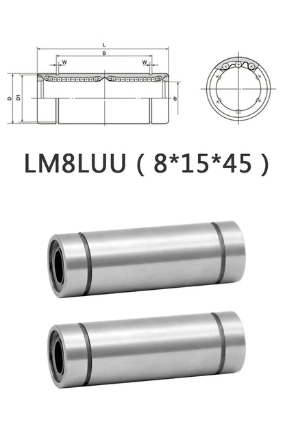 1pc LM8LUU cylinder carbon steel linear motion bearing 8x15x45mm