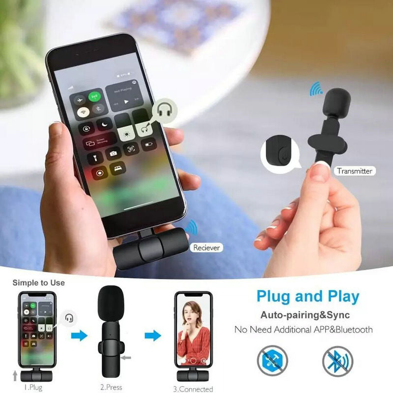 Wireless Lavalier Live Broadcast Microphone Portable Mini Mic for iPhone/Android