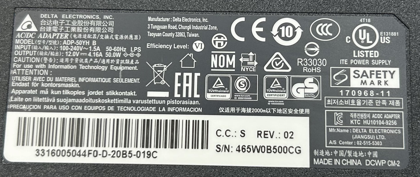 Genuine Delta M12 AC-DC5.5 12V 4.16A 50W Power adeptor with cable