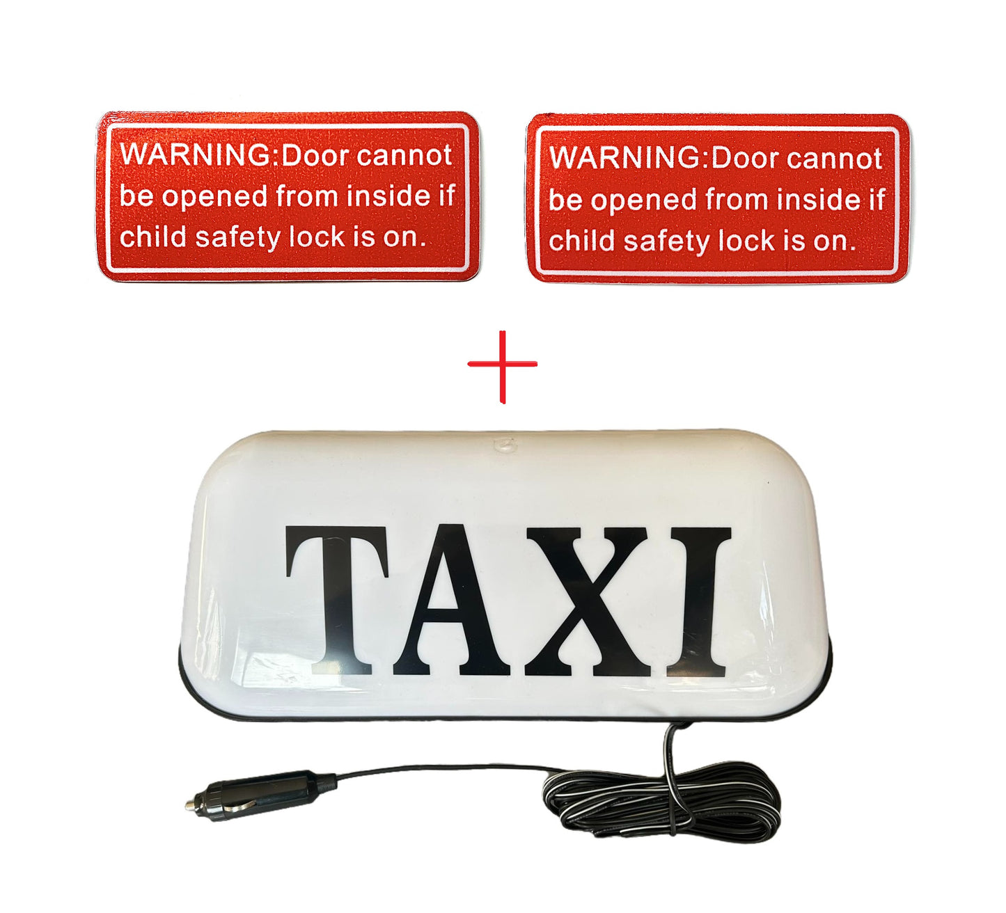 Uber/Taxi Magnetic Sticker and Super Magnetic 12V DC Plug-in Taxi Roof Top Sign Light