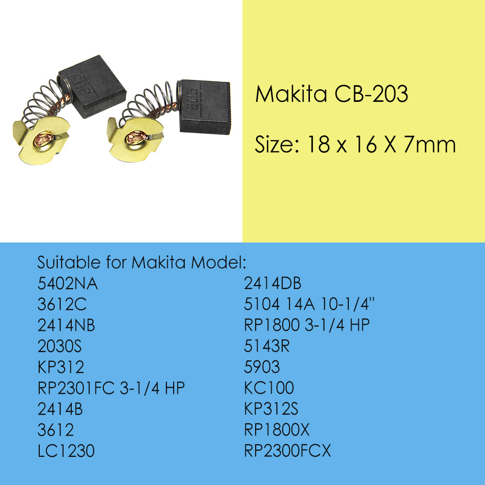1 Pair Genuine Makita CB203 Carbon Brushes