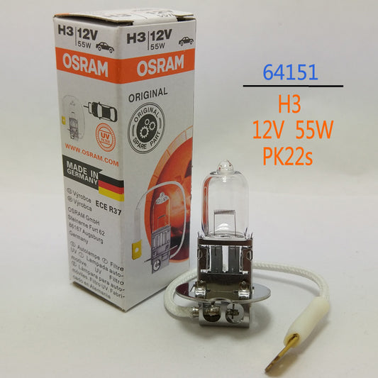 Germany made Osram Halogen Globe headlight bulbs - H3, 12V, 55W, 64151