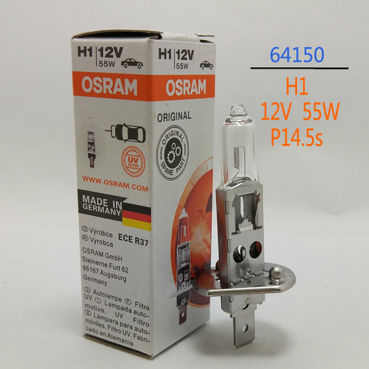 Germany made Osram Halogen Globe headlight bulbs - H1, 12V, 55W, 64150