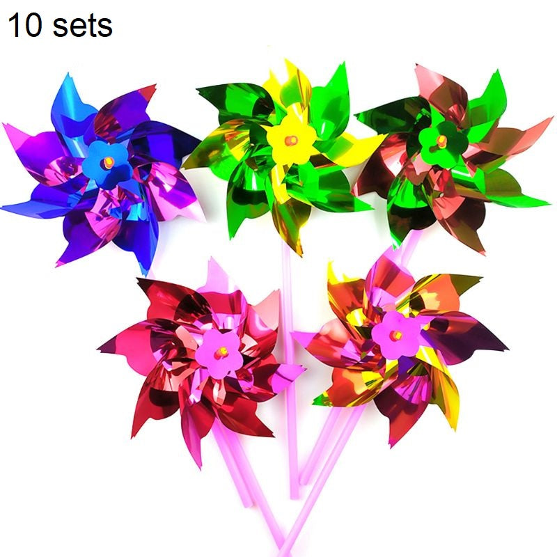 10sets Plastic Windmill Pinwheel Wind Spinner Kids Gift Toy Party Decor