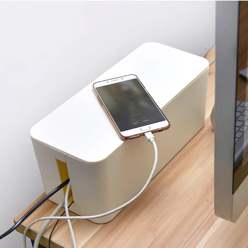 Power Board Network Cable Power Cord organiser Storage Box - White