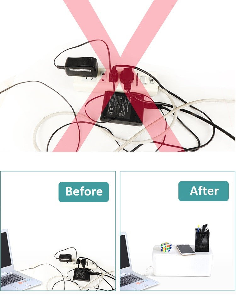 Power Board Network Cable Power Cord organiser Storage Box - White