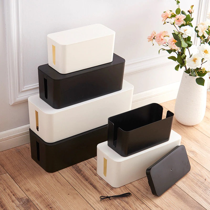 Power Board Network Cable Power Cord organiser Storage Box - White