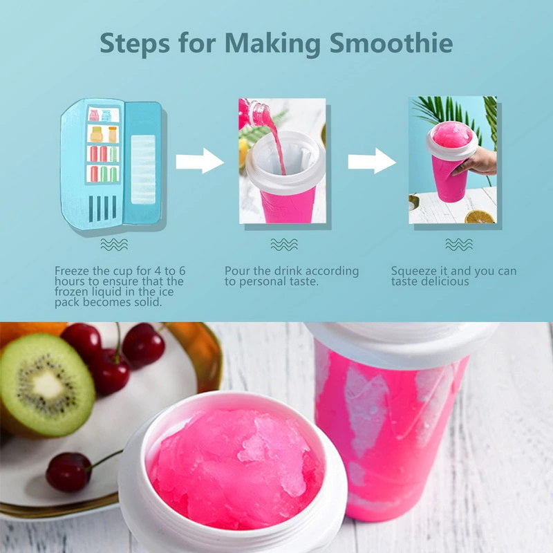Quick-Frozen Slushy Maker Cup Squeeze Smoothie Shake Cups