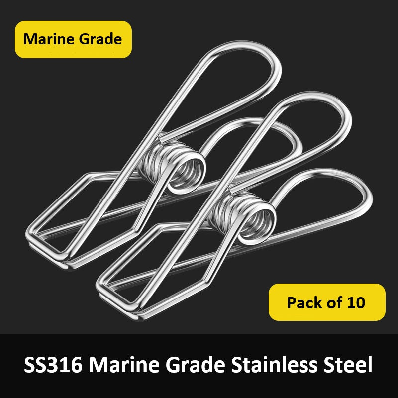 SS316 Marine Grade Stainless Steel Laundry Clips Pack of 10