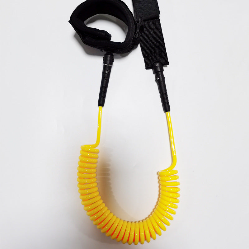 3m/10feet long 7mm diameter SUP Leash Coiled Ankle Leash - Black/Yellow